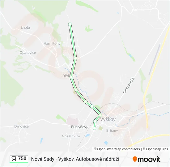 Автобус 750: карта маршрута