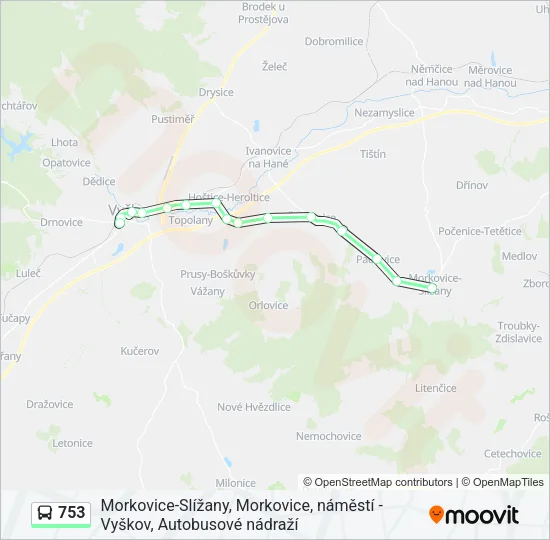 Автобус 753: карта маршрута