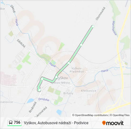 Автобус 756: карта маршрута