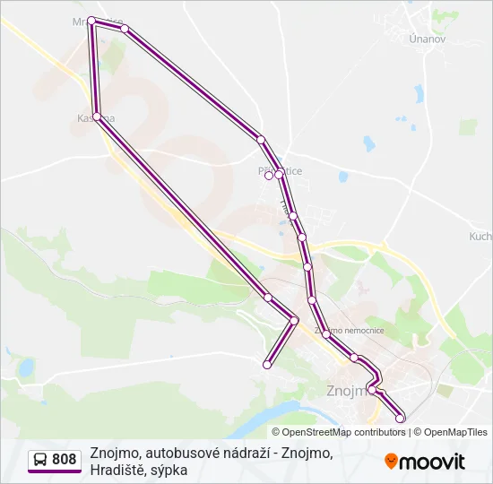 Автобус 808: карта маршрута