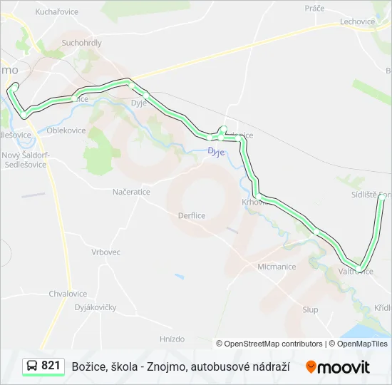 Автобус 821: карта маршрута