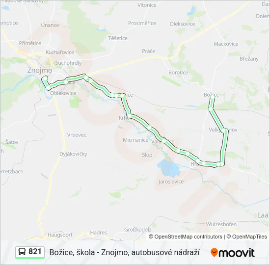 Автобус 821: карта маршрута