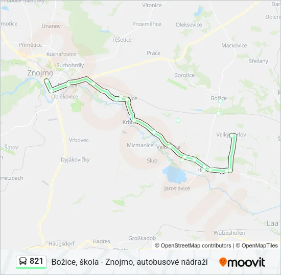 Автобус 821: карта маршрута