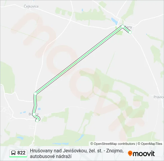 Автобус 822: карта маршрута