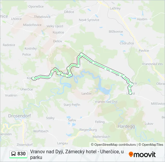 Автобус 830: карта маршрута