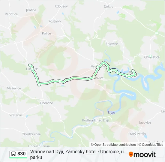 Автобус 830: карта маршрута