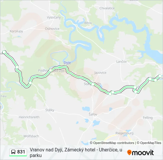 Автобус 831: карта маршрута