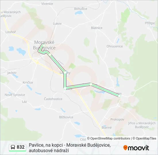 Автобус 832: карта маршрута