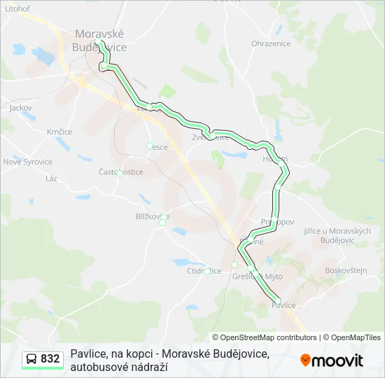 Автобус 832: карта маршрута