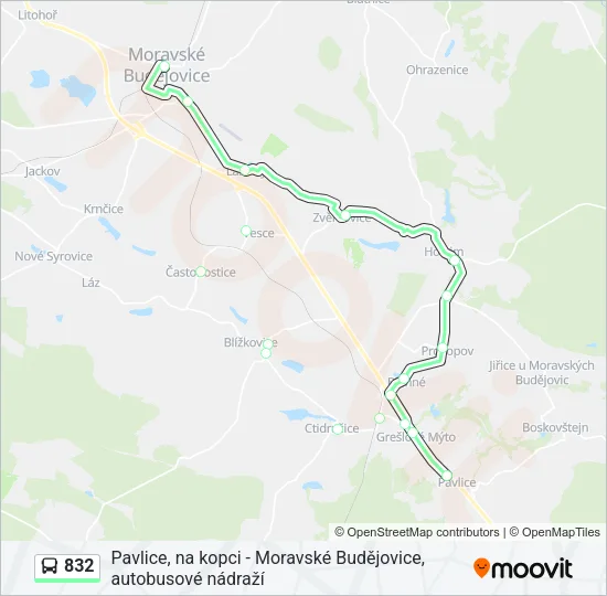 Автобус 832: карта маршрута