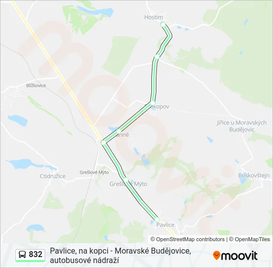 Автобус 832: карта маршрута