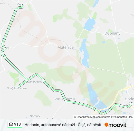 Автобус 913: карта маршрута