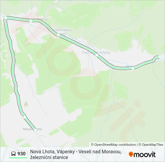 Автобус 930: карта маршрута
