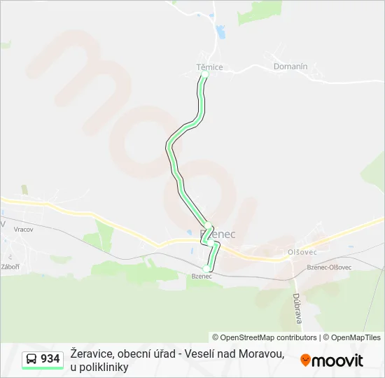 Автобус 934: карта маршрута