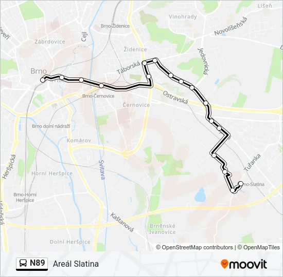 N89 Bus Line Map