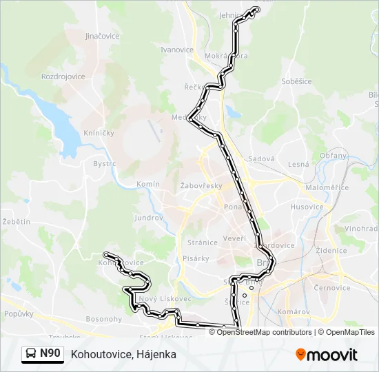 N90 Bus Line Map
