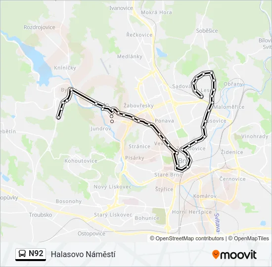 N92 Bus Line Map