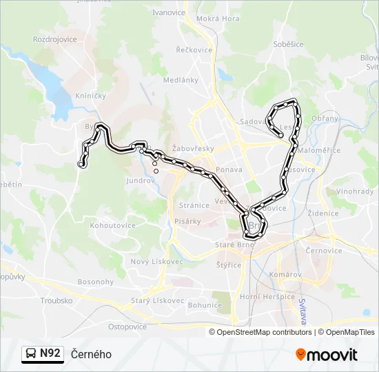 N92 Bus Line Map