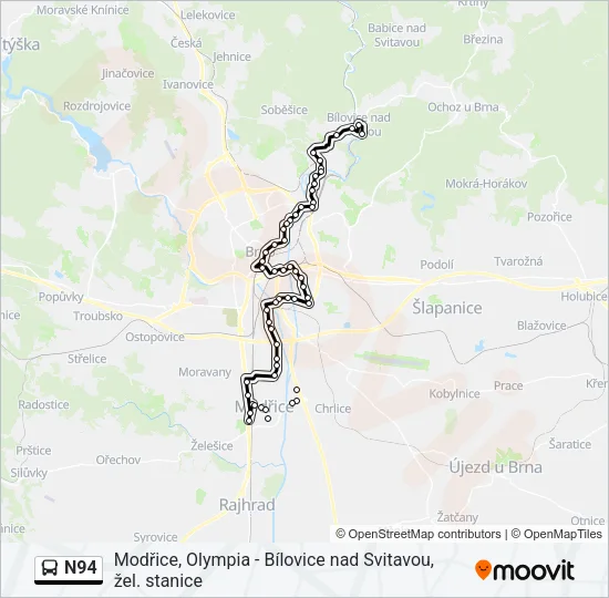 N94 Bus Line Map