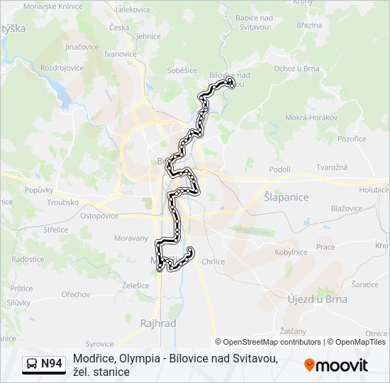Автобус N94: карта маршрута