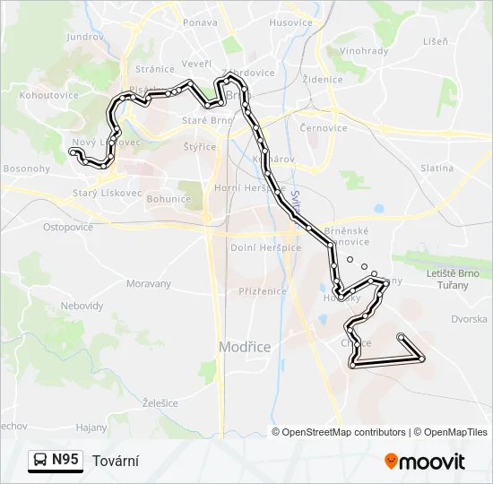 N95 Bus Line Map