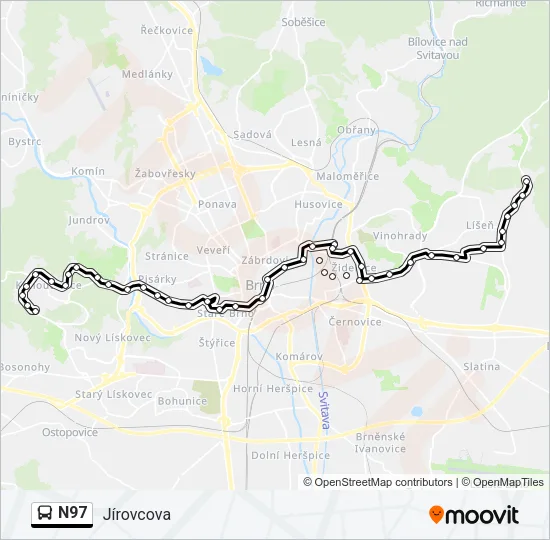 N97 Bus Line Map