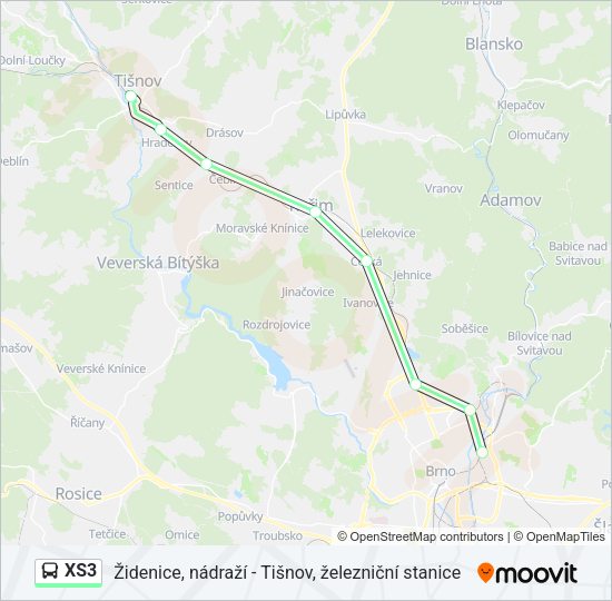 Автобус XS3: карта маршрута