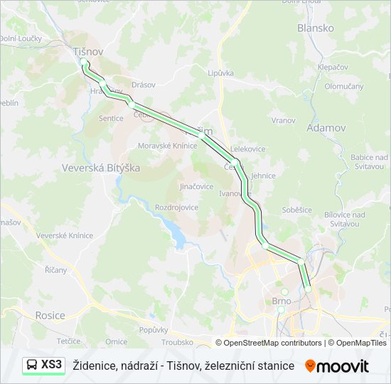 Автобус XS3: карта маршрута