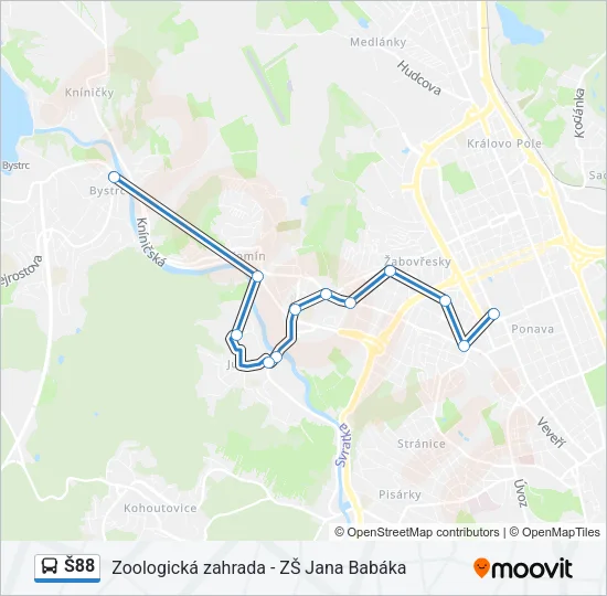 Автобус Š88: карта маршрута