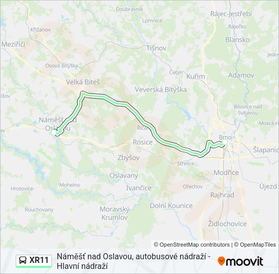 Автобус XR11: карта маршрута