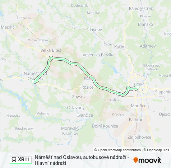 XR11 Bus Line Map