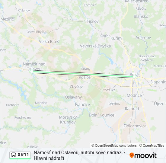 Автобус XR11: карта маршрута