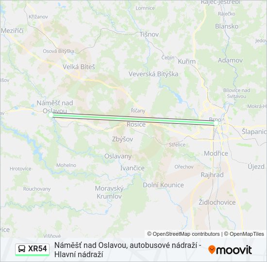 Автобус XR54: карта маршрута