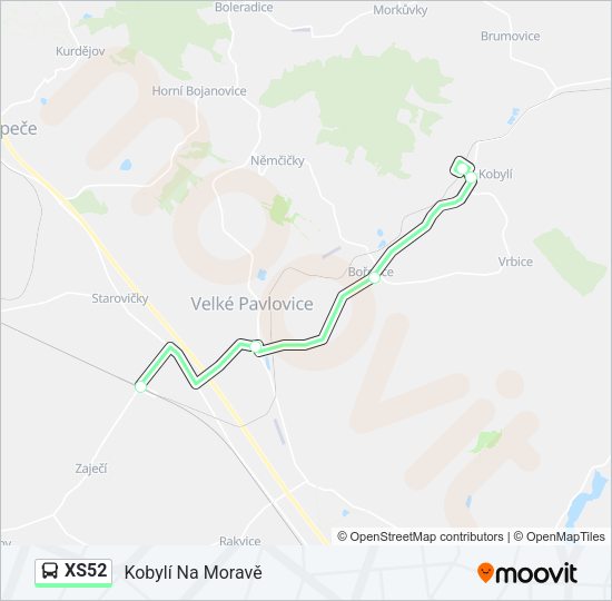Автобус XS52: карта маршрута