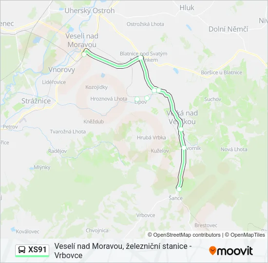 XS91 Bus Line Map