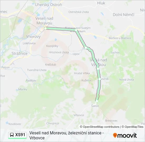 XS91 Bus Line Map