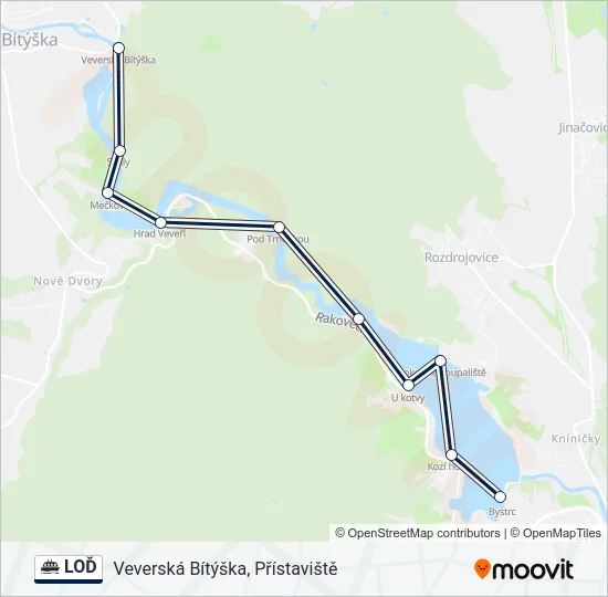 Паром LOĎ: карта маршрута