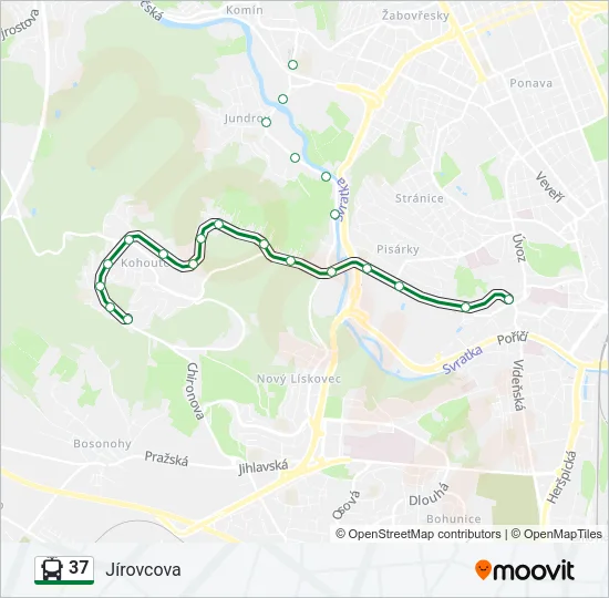 37 trolejbus Mapa linky