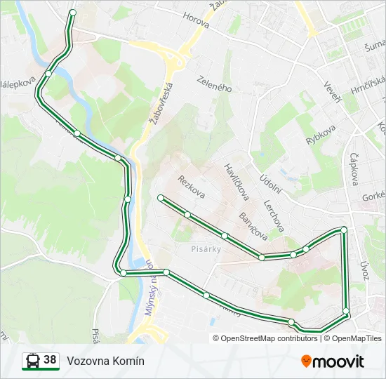 38 Trolleybus Line Map