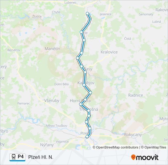 Поезд P4: карта маршрута