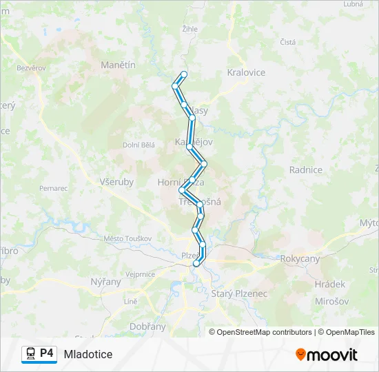 Поезд P4: карта маршрута
