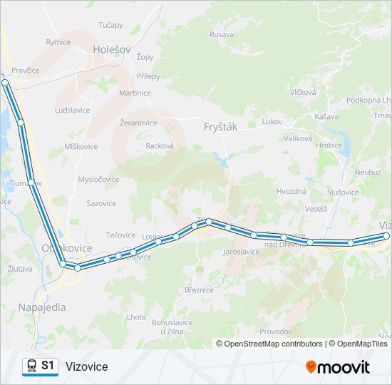Поезд S1: карта маршрута