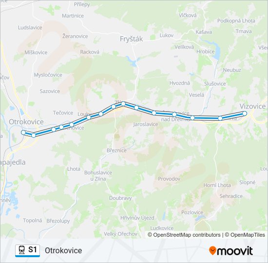 Поезд S1: карта маршрута