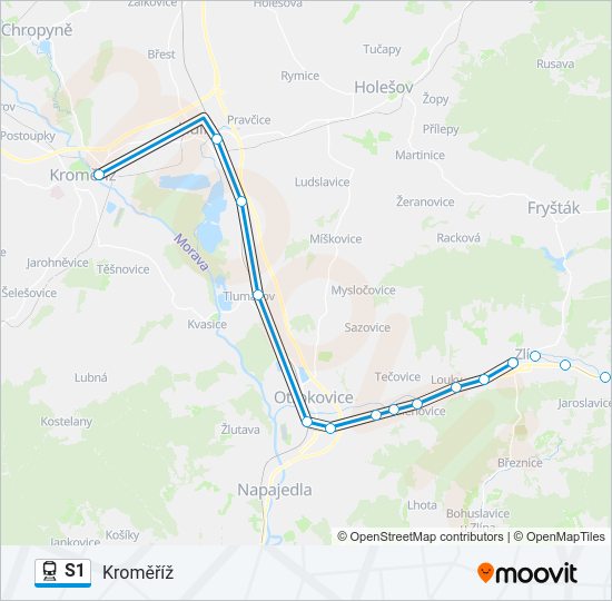 Поезд S1: карта маршрута