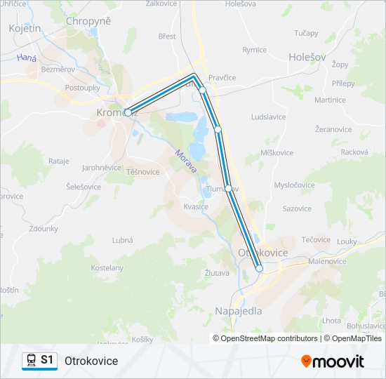 Поезд S1: карта маршрута
