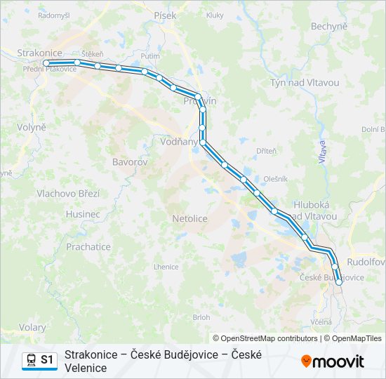 Поезд S1: карта маршрута