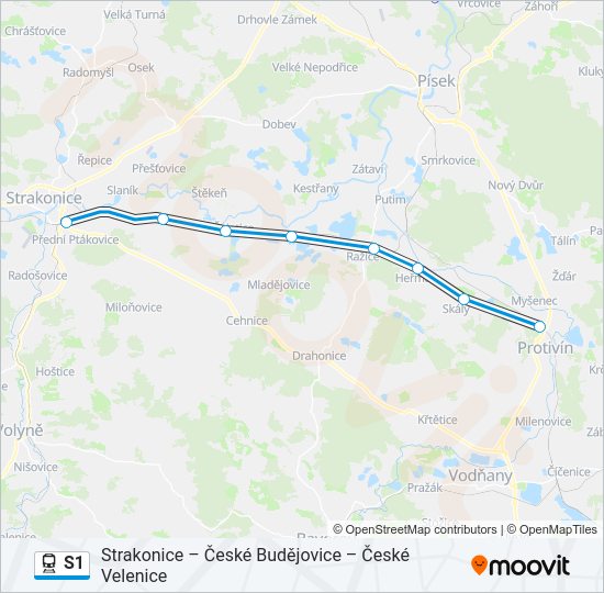 Поезд S1: карта маршрута
