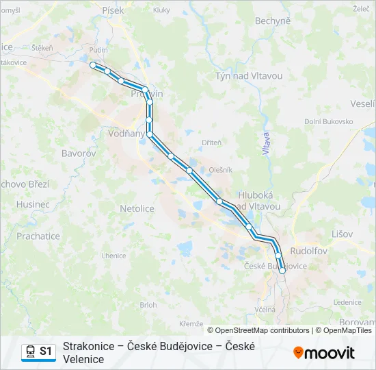 S1 vlak Mapa linky