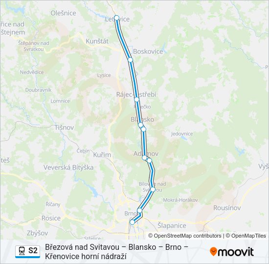 Поезд S2: карта маршрута