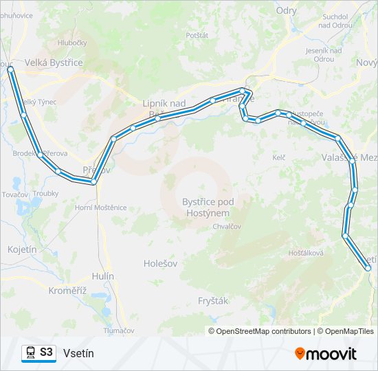Поезд S3: карта маршрута